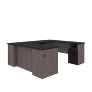 Bestar Norma U-Shaped Desk, Black & Bark Gray 181851-000018